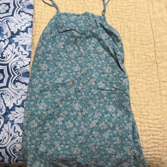 American Eagle Blue Floral Tie Back Mini Dress - Picture 1 of 3